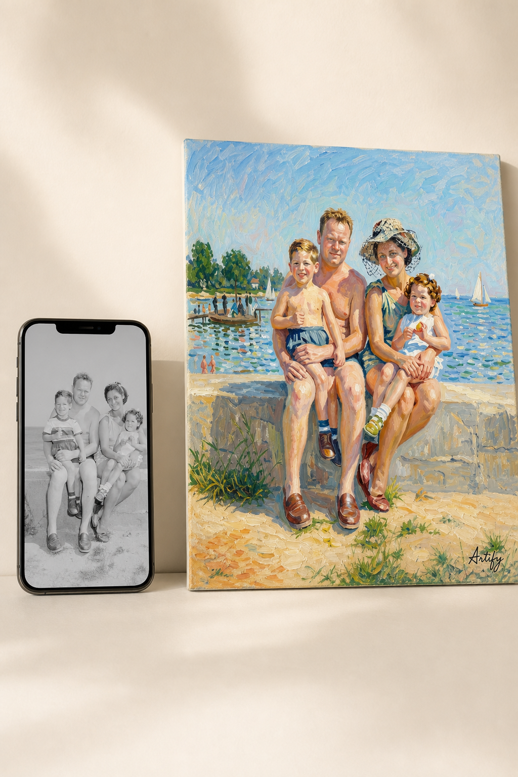Family photo becomes Artify impressionist artwork
