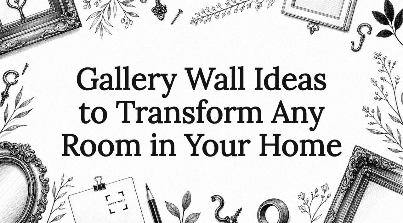 Decorative gallery wall title card illustration