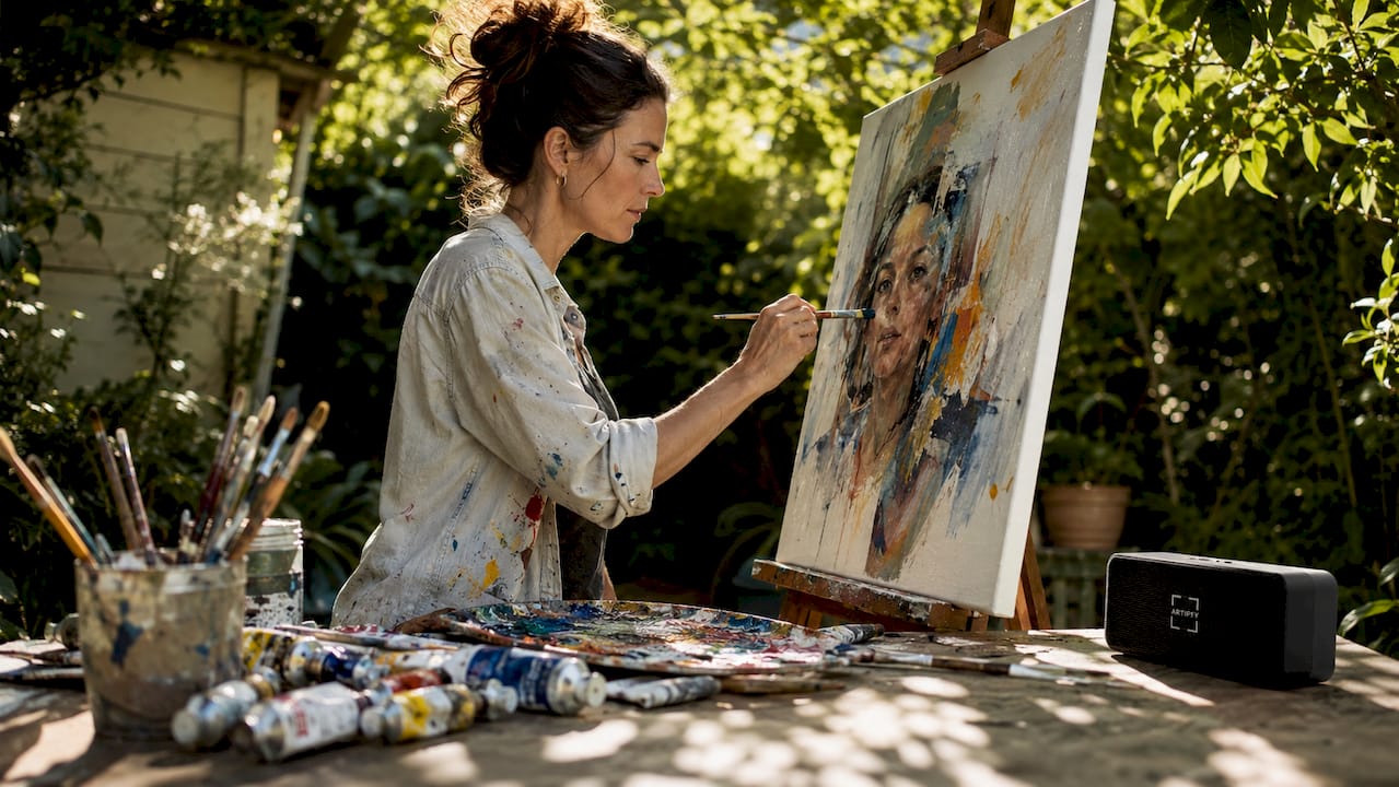 Artist painting custom personalized portrait